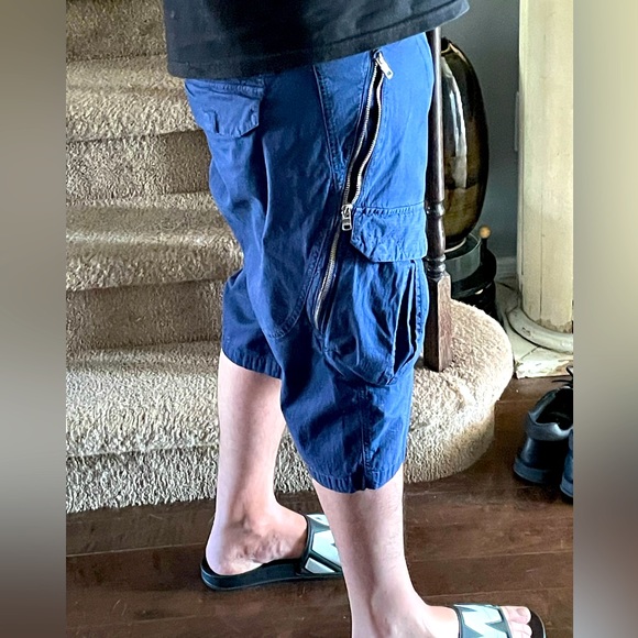 CRAZY DOUBLE ZIPPER ARMANI EXCHANGE A/X RIPSTOP SURF STYLE CARGO SHORTS SIZE 34W - Picture 1 of 13